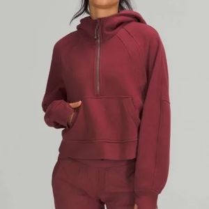 Scuba oversized half zip hoodie - merlot